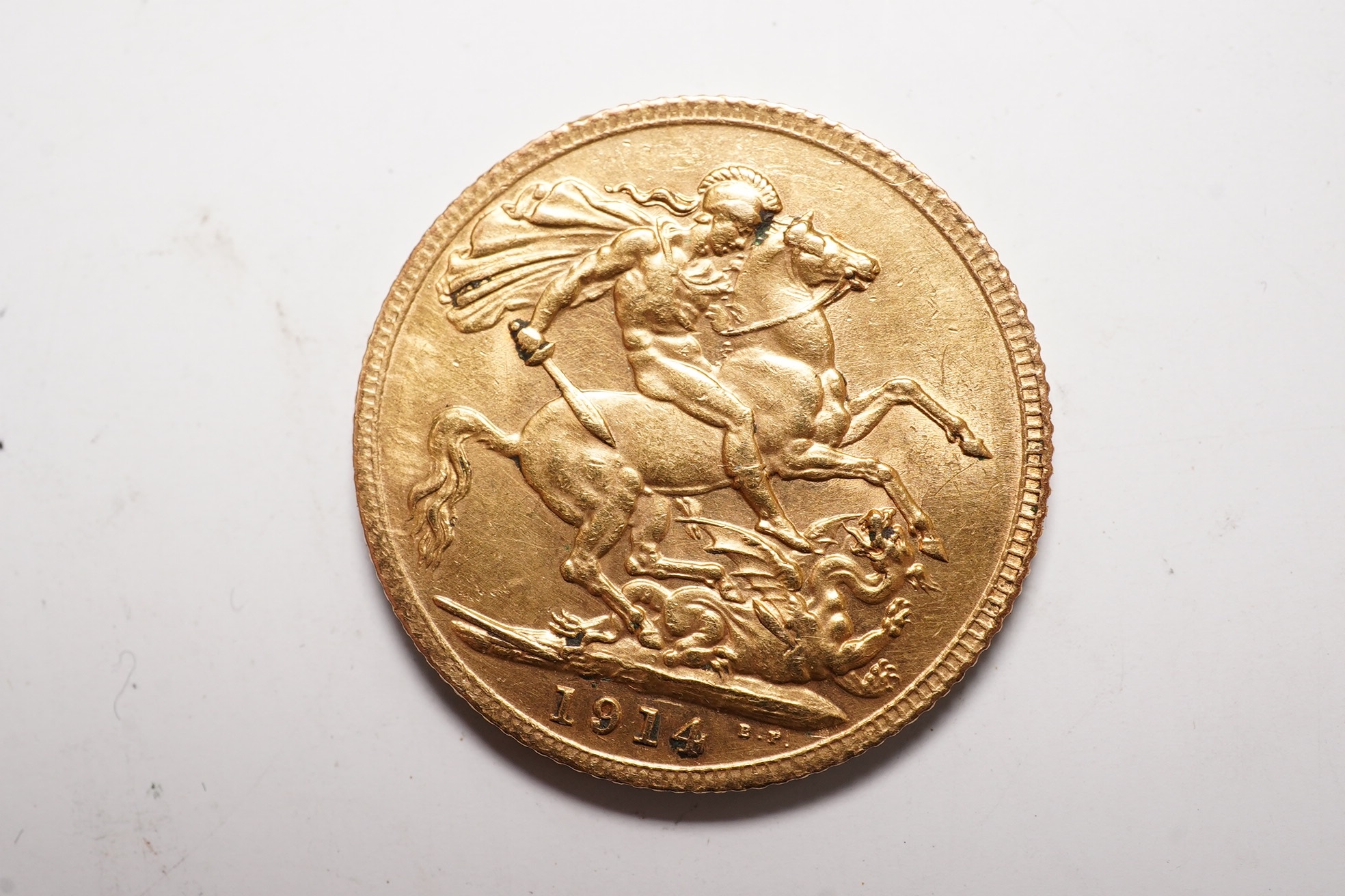 British gold coins, George V, gold sovereign 1914, VF